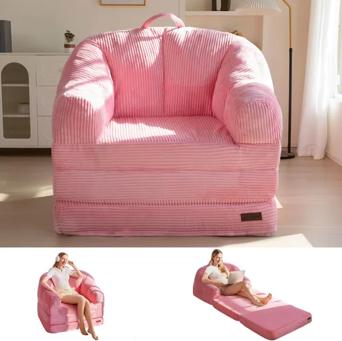 Vista 14 de MAXYOYO Sofá cama plegable con respaldo, sofá cama plegable sin hueso con asa, puf convertible 2 en 1, sillón a sofá tumbona, cómodo sofá plegable