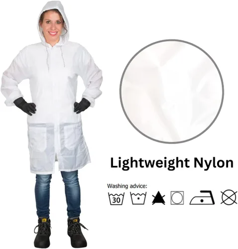Vista 2 de Colad White - Capa protectora de laboratorio de pintura en aerosol de nailon ligero y duradero