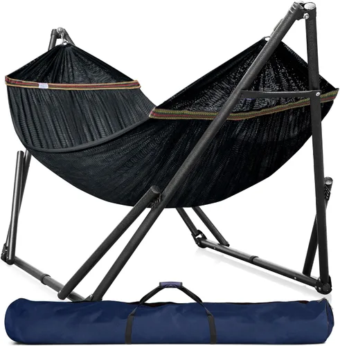 Vista 25 de Tranquillo Hamaca doble universal con soporte incluido para 2 personas/soporte plegable para hamaca de 600 libras de capacidad, estuche portátil 1.