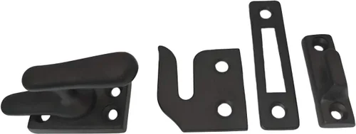 Vista 4 de QCAA Cerradura de ventana de latón macizo, pequeño, latón antiguo cepillado, 1 paquete