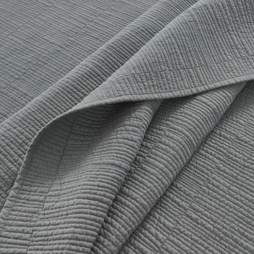 Vista 9 de Calla Angel Evelyn Stitch Threads - Juego de edredón de 3 piezas tamaño Queen de algodón puro, color gris, hilos