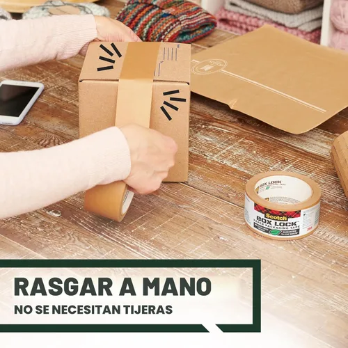 Vista 5 de Scotch Cinta de embalaje de papel de bloqueo de caja, marrón Kraft, cinta de papel Kraft de agarre extremo que se recicla con la caja, suministros