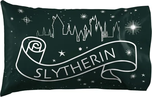 Jay Franco Harry Potter Serpent Stars 1 paquete de funda de almohada – Ropa de cama súper suave de doble cara para niños – Cuenta con Hogwarts House