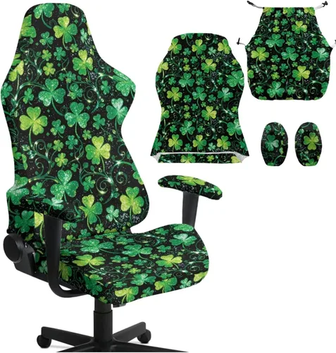 Vista 16 de St Patricks Day Gaming Chair Cover with Zipper Non-Slip Stretchy Office Chair with Arm Covers Ergonomic Dustproof Long-Lasting, for Gaming