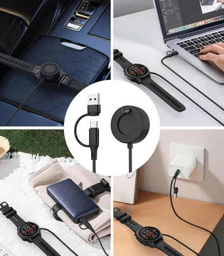 Vista 7 de MoKo Cargador de reloj Garmin 2 en 1, cable de carga USB-C compatible con Garmin Vivoactive 6/5, Fenix 8/7/6/5, Forerunner 970/570/965/265/255/165