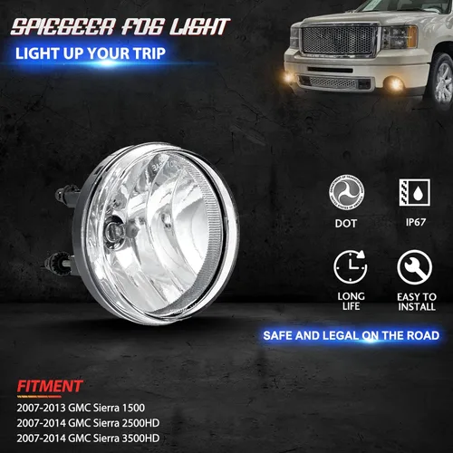 Vista 3 de Kit de lámpara antiniebla para 2007 2008 2009 2010 2011 2012 2013 GMC Sierra 1500, lámpara antiniebla de repuesto para 2007-2014 Sierra 2500 3500 HD