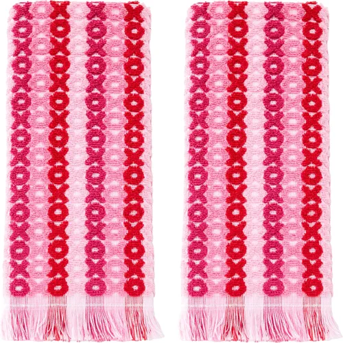 Vista 18 de SKL Home - Toalla de baño de 100% algodón prémium, diseño de lazos, jacquard, 500 GSM, reversible, suave y absorbente, decorativa, para cada día