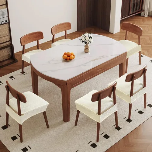 Vista 2 de Genina Juego de 2 fundas de asiento impermeables para sillas, fundas de asiento para sillas de comedor para cocina, fundas elásticas de jacquard