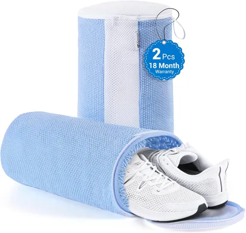 Teletrogy Bolsa para lavadora de zapatos, 2 unidades, bolsas de lavandería reutilizables para lavadora y secadora, limpieza profunda de 360° y Azul