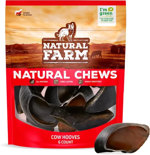 Vista 13 de Natural Farm Pezuñas de vaca rellenas con sabor a tocino y queso para perros (paquete de 4), golosinas de hueso de pezuña natural duraderas, mejores