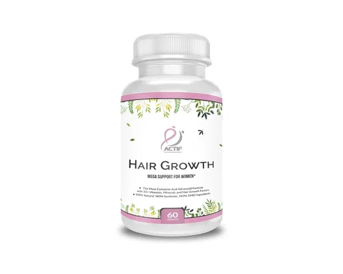 Vista 3 de Actif Crecimiento del cabello para mujeres Mega Support 10+, sin OMG, detiene el 99% de la pérdida de cabello, fabricado en Estados Unidos, 60