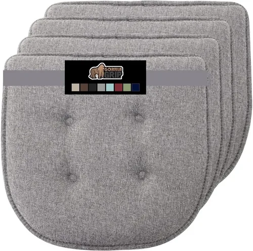Vista 12 de GORILLA GRIP Juego de 2 cojines antideslizantes para silla, no requieren ataduras, almohadillas de espuma viscoelástica para comedor, mesa