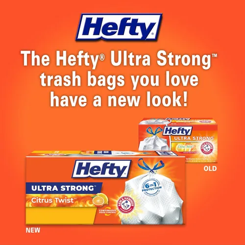 Vista 2 de Hefty - Bolsas de basura de cocina altas y ultra fuertes, aroma Citrus Twist, 13 galones, 80