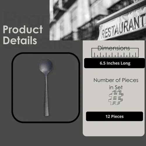 Vista 2 de Steelite Varick Malcolm - Cubertería con textura martillada satinada, mango moderno, utensilios de acero inoxidable 18/10, cubiertos para uso