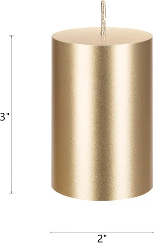 Vista 2 de Mega Candles 1 vela de pilar de oro sólido sin perfume, vertida a mano, vela de cera de alta calidad de 2 x 3 pulgadas, decoración del hogar, spas