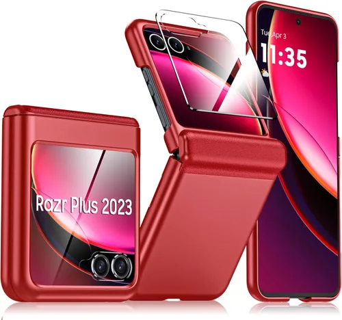 Vista 16 de para Samsung Galaxy Z Flip 7 Funda con protección de bisagras y protector de pantalla incorporado, funda de cuero mate de policarbonato ultradelgada