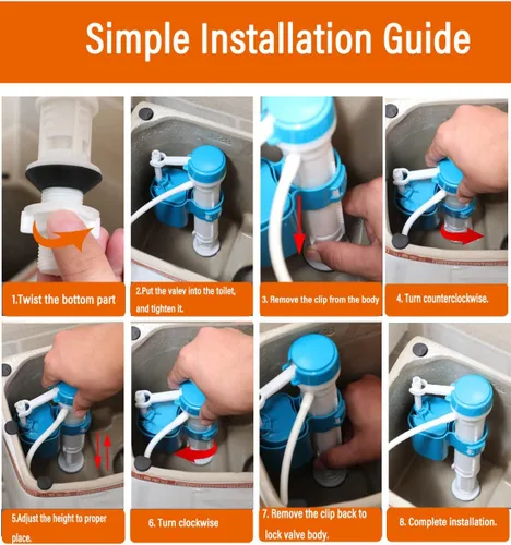 Vista 7 de SouNor Tanque de inodoro ajustable Kits de reparación universales Válvula de llenado de entrada de agua Piezas de montaje, toma de agua rápida