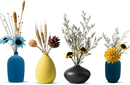 Vista 8 de Jarrón decorativo pequeño de cerámica, juego de 4 jarrones de flores