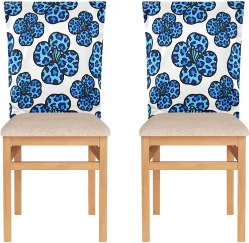 Blue Flower Leopard Print Birthday Seat Cover for Classroom Chair Washable or Wedding Set of 2 Decoration Club Chair Cover protectores de sillas