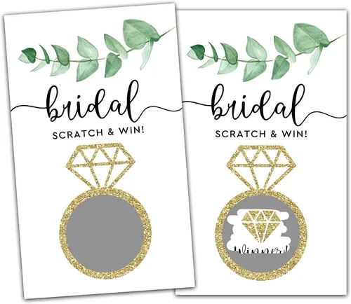 Vista 5 de Juego de 50 tarjetas para raspar para despedida de soltera, tarjetas de boletos de lotería para despedida de soltera, boda, fiesta de compromiso