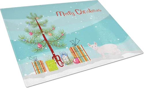 Vista 52 de Caroline's Treasures CK4739LCB Abyssinian Cat Merry Christmas Glass Cutting Board Large Decorative Tempered Glass Kitchen Cutting and Serving Board
