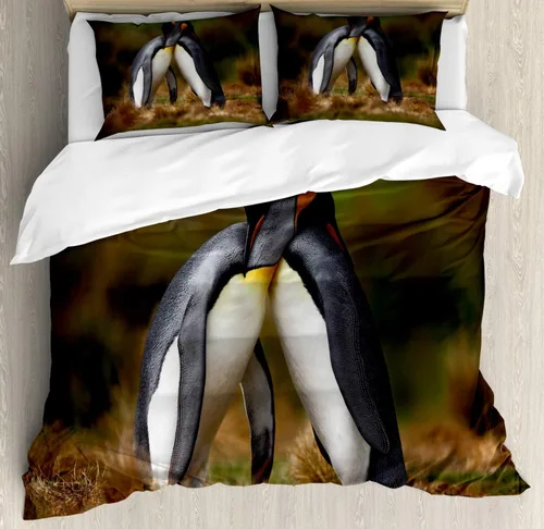 Vista 144 de Ambesonne Hawaii - Juego de funda de edredón de verano, palmeras y hojas exóticas de helecho, fondo colorido abstracto, juego de ropa de cama