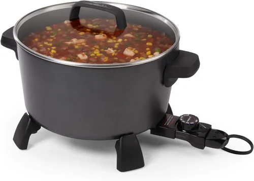 Vista 3 de National Presto, Presto 06009 - Hervidor de cocina de 10 cuartos de galón, vaporera XL, olla multifunción, color negro