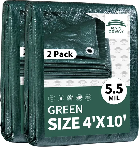 Vista 80 de RAINDEWAY Tarps - Lona impermeable de color azul de 4 x 16 pies de grosor, resistente a desgarros, multiusos, para techo, campamento, automóvil