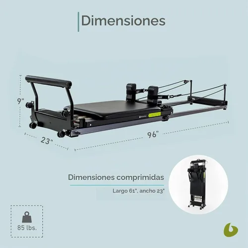 Vista 3 de Balanced Body Metro IQ - Reformador de pilates con ruedas, equipo de ejercicio de pilates, equipo de entrenamiento para el hogar o estudio