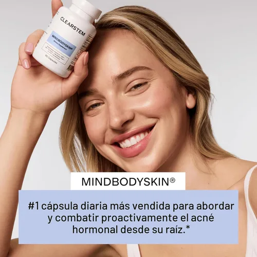 Vista 2 de CLEARSTEM - MINDBODYSKIN Suplemento hormonal para el acné (5-HTP) - Suplemento DIM natural - Vitaminas para el cuidado de la piel - Equilibrio