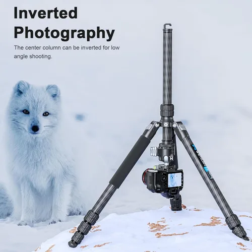 Vista 4 de Trípode de fibra de carbono de 72.6 pulgadas Monopod WEYLLAN Heavy Duty Tripod para cámara, tubo de 1.280 in, trípode profesional para cámara