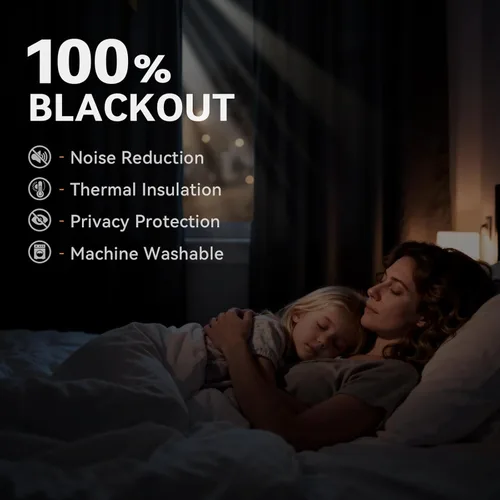 Vista 3 de 100% Blackout Shield Cortinas opacas de lino para dormitorio, cortinas con aislamiento térmico de 45 pulgadas de largo, juego de 2 paneles