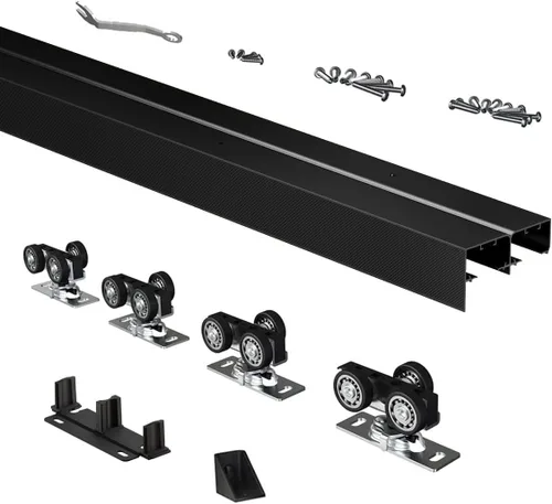 Vista 7 de Herrajes para Rieles de Puertas Corredizas de Armario de Servicio Pesado Bypass 48", Juego de Rieles para Puertas de Bolsillo de Aluminio de 4 Pies
