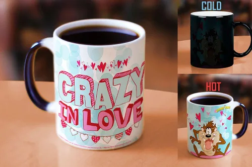 Vista 2 de Morphing Mugs Looney Tunes Taz Crazy in Love - Taza de café de cerámica MMUG345