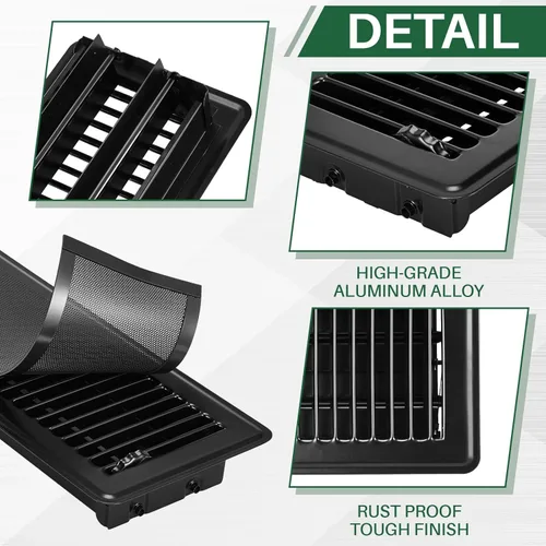 Vista 5 de Retisee Juego de 20 cubiertas de ventilación de piso resistentes, que incluyen 10 piezas de metal de 4 x 12 pulgadas y 10 cubiertas magnéticas