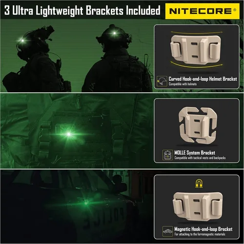 Vista 3 de Nitecore NU06 MI (NU06MI) 4 fuentes de luz IR infrarrojos señal de identificación táctica luz de seguridad USB-C con accesorios para riel
