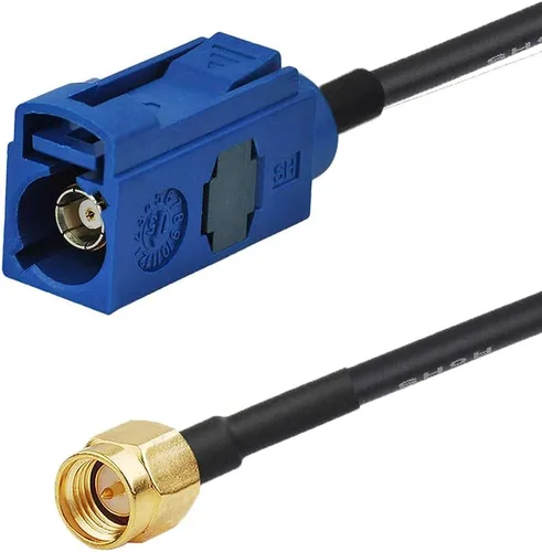 Vista 2 de Cable adaptador de antena GPS para vehículo SMA macho a Fakra C hembra azul cable coaxial coleta 5.9 in 6 pulgadas