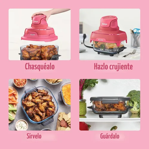 Vista 8 de Ninja Crispi - Freidora de aire de vidrio 4 en 1 450 °F No tóxica Contenedores de vidrio de 4 cuartos y 6 tazas con tapas Microondas