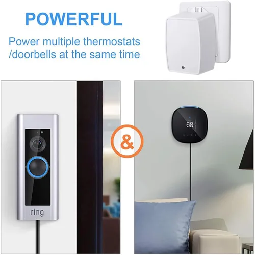 Vista 9 de Transformador de timbre enchufable de 24 VCA 40 VA compatible con todos los timbres Nest Ecobee Sensi y Honeywell Termostato con certificado UL