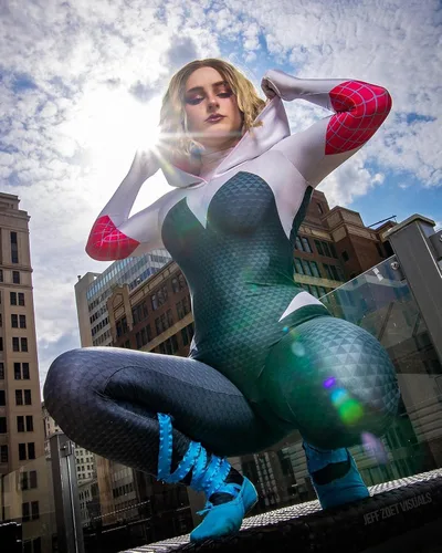 Vista 5 de Beita Gwen Stacy - Disfraz de cosplay de tela de elastano para Halloween