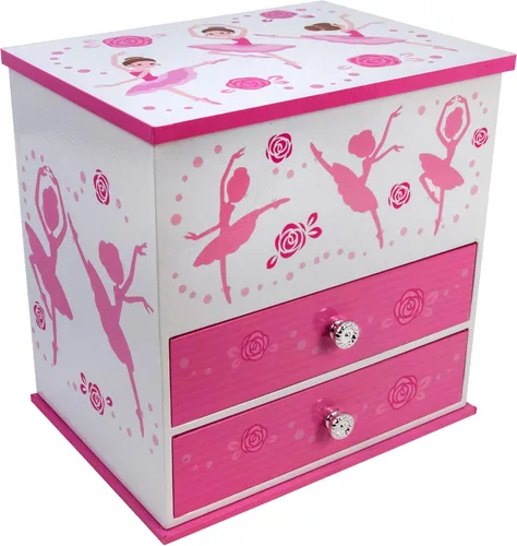 Vista 2 de Caja de música bailarina bailarina de 2 cajones por San Francisco Music Box Company