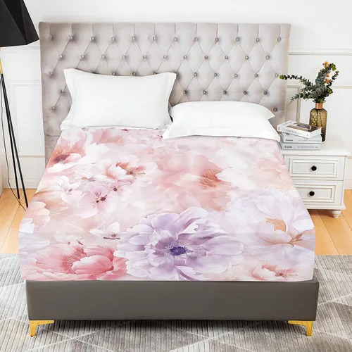 Vista 25 de YIYEA Sábana Bajera con Flores, Sábana Bajera de Bolsillo Profundo de Microfibra Cepillada Doble Premium Tamaño Individual, Sábana Bajera Inferior