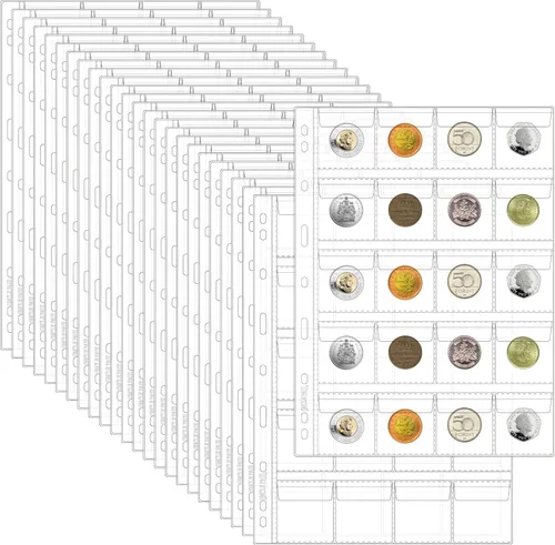 Vista 16 de Páginas con bolsillos para monedas, fundas estándar con bolsillos para monedas, con 9 orificios para coleccionistas, 10 hojas, serie CS03