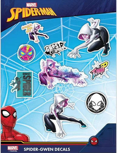 Vista 8 de Marvel Spider-Gwen - Juego de 3 calcomanías de vinilo para botella de agua de coche, bicicleta, casco, laptop, patineta, calcomanías de Marvel