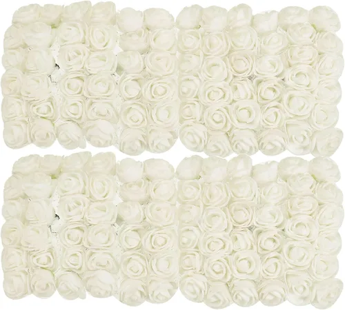 Vista 19 de MECCANIXITY Cabezas de rosas artificiales, mini flores sintéticas negras de 0.8 a 1 pulgada para manualidades, decoración de bodas y fiestas