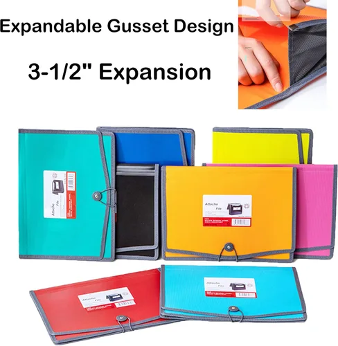 Vista 3 de FANWU Paquete de 4 carpetas de plástico expandibles para documentos con cordón elástico y cierre de botón, tamaño carta, expansión de 3.5 pulgadas