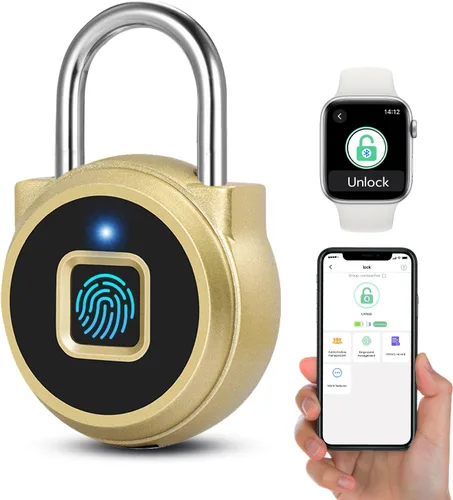 Vista 9 de Cerradura de huellas dactilares, bloqueo Bluetooth, pequeño candado de huellas dactilares con cerradura inteligente sin llave, resistente a