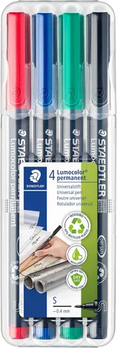 Staedtler Marcadores permanentes (STD313WP4A6), paquete de 4 bolígrafos