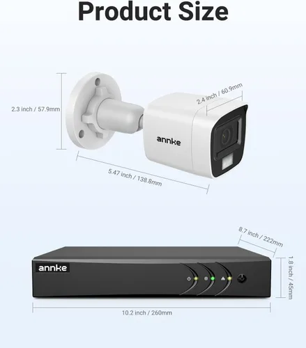 Vista 9 de Sistema de cámara de seguridad con cable para el hogar ANNKE con audio, DVR AI H.265+ de 8 canales 3K Lite con disco duro de 1 TB y 8 cámaras IP67