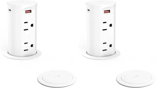 Vista 9 de Jgstkcity Toma de corriente emergente de 2.5 pulgadas para encimera, USB C de 20 W, 4 puertos USB, 4 salidas de montaje empotrado de 15 amperios